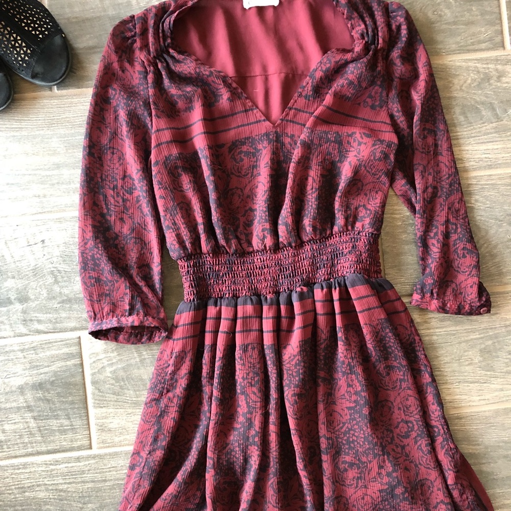 Burgundy and Black Paisley Dress from Urban Outfitters